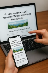 WordPress site shown on mobile and desktop with clear headings and fast design