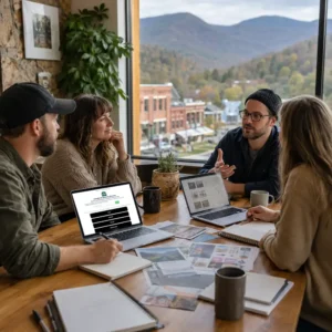 Western North Carolina business owners planning local communication channels for their community